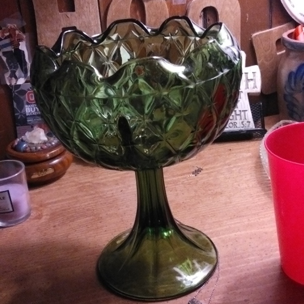 Modern vintage green glass vase